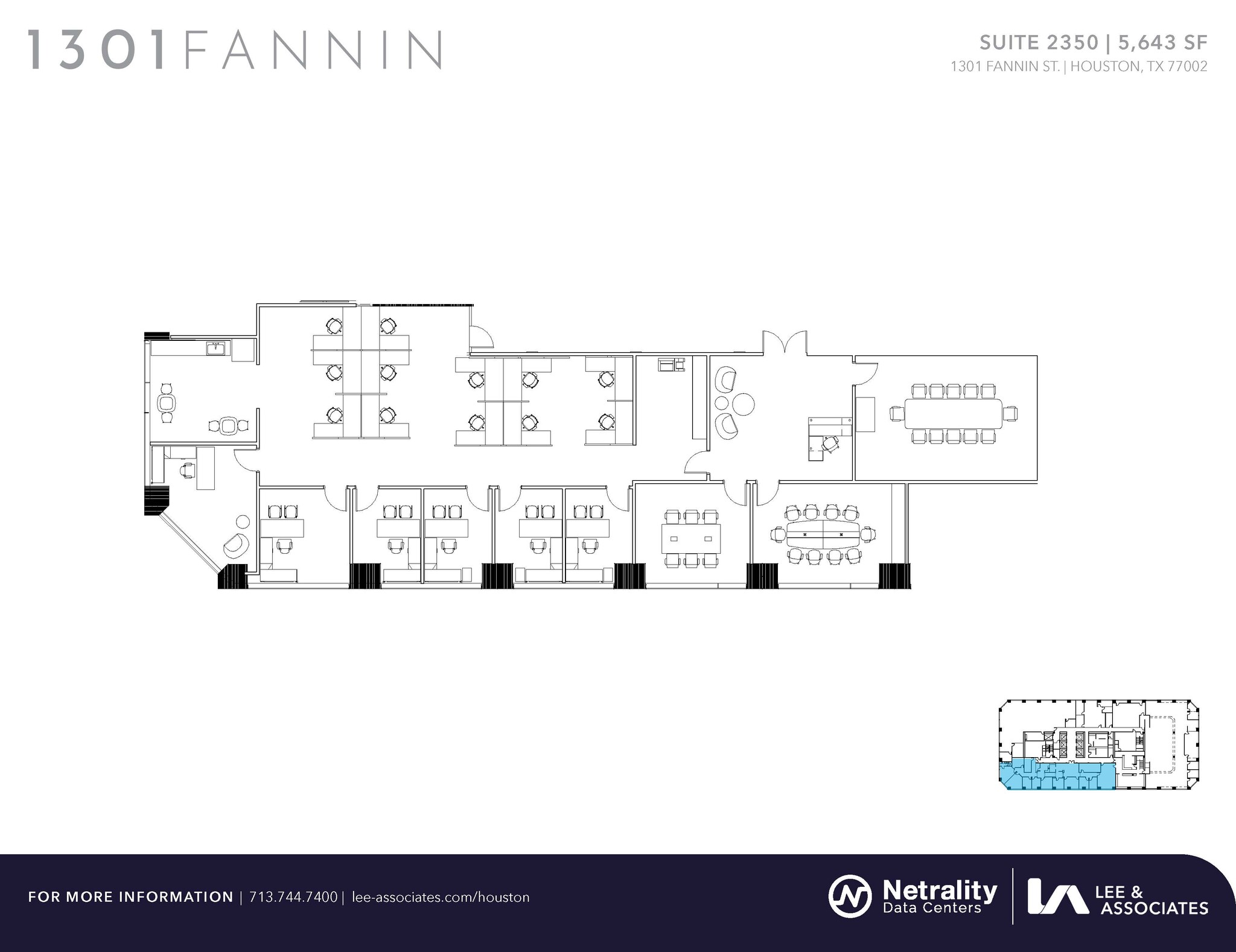 1301 Fannin St, Houston, TX à louer Plan d  tage- Image 1 de 2