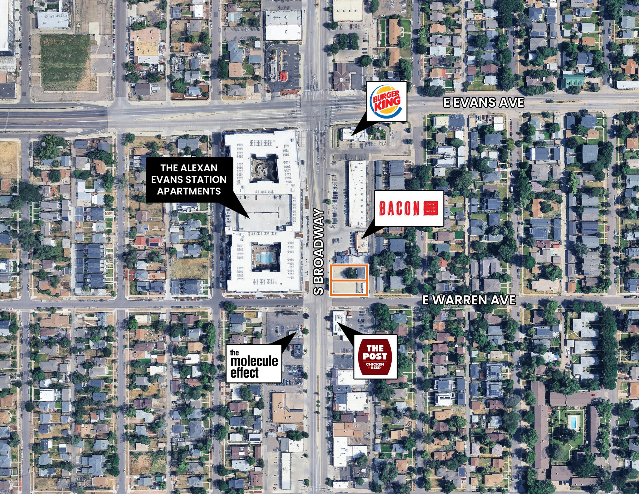 2184 & 2190 S Broadway, Denver, CO for sale Aerial- Image 1 of 6