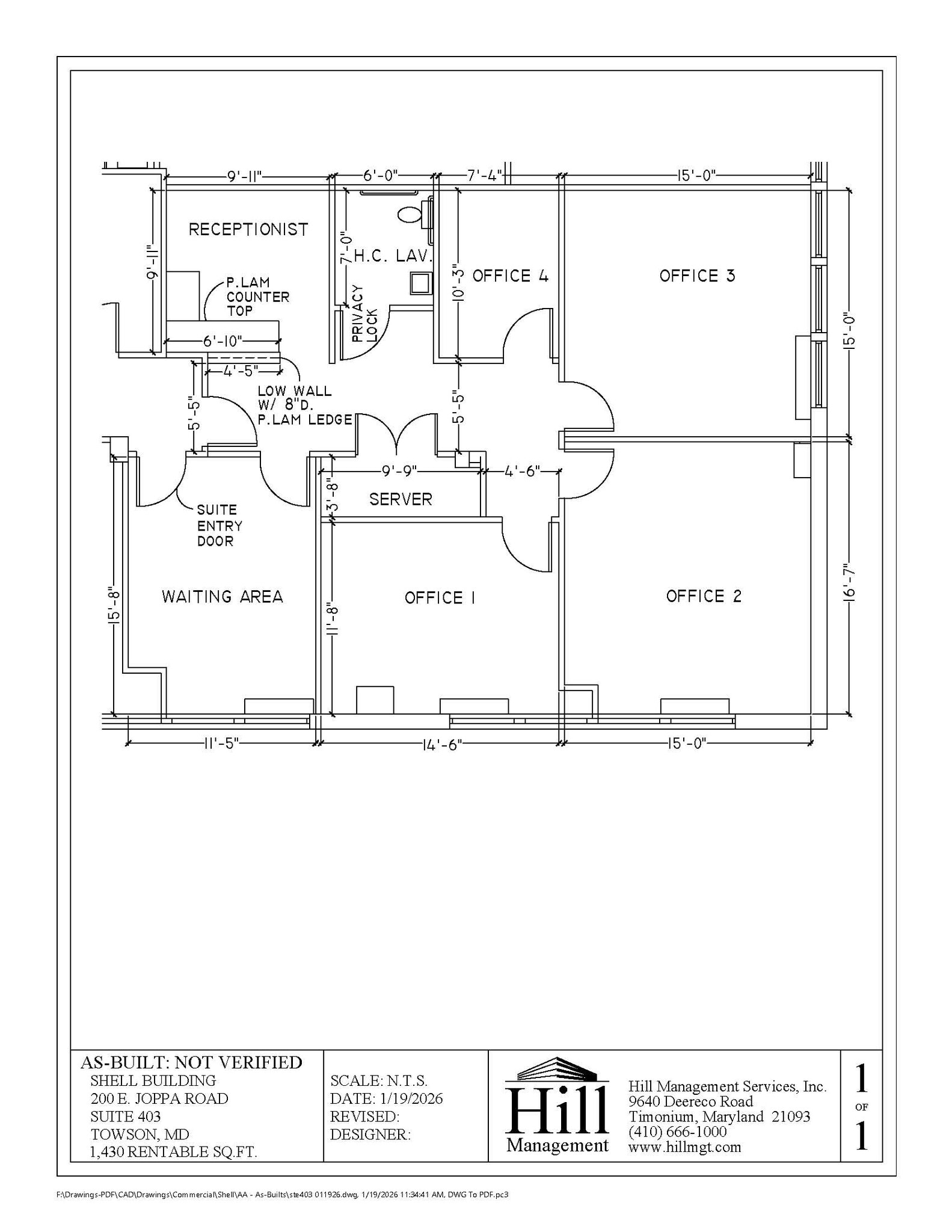 200 E Joppa Rd, Towson, MD for lease Floor Plan- Image 1 of 1