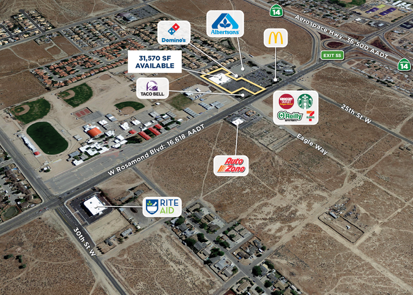 2547 W Rosamond Blvd, Rosamond, CA for lease - Aerial - Image 2 of 2