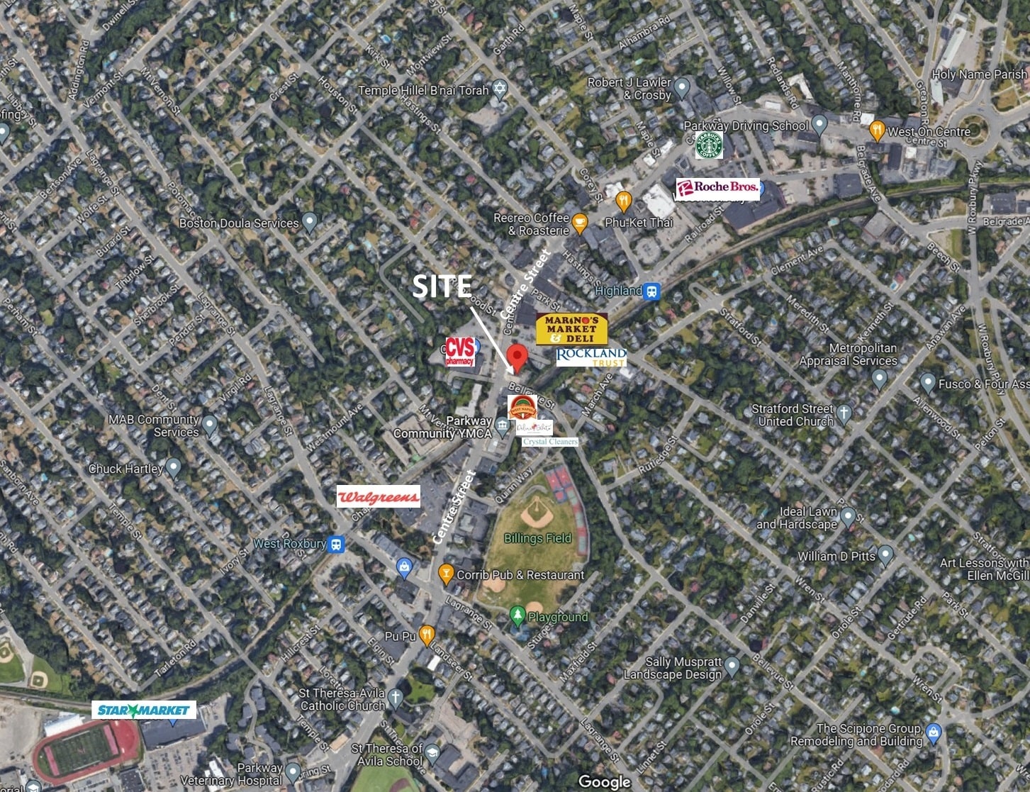 1942 Centre St, West Roxbury, MA for lease Aerial- Image 1 of 1