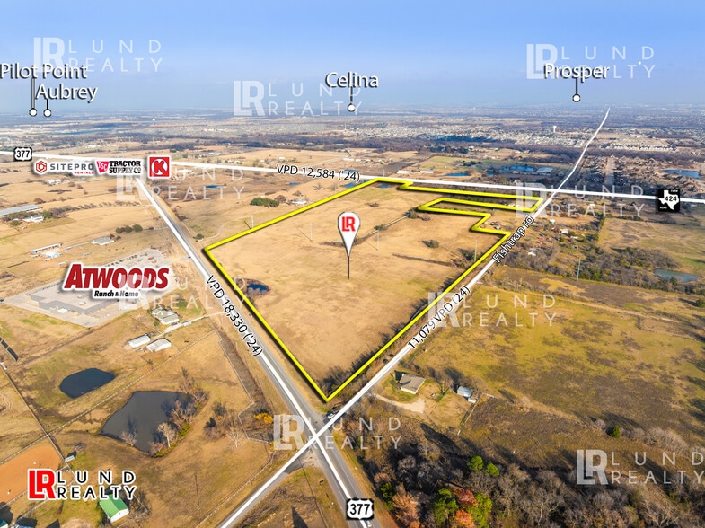 65.8 Ac CORNER US-377 & Fishtrap Rd & FM-424, Cross Roads, TX à vendre - Photo du bâtiment - Image 2 de 7