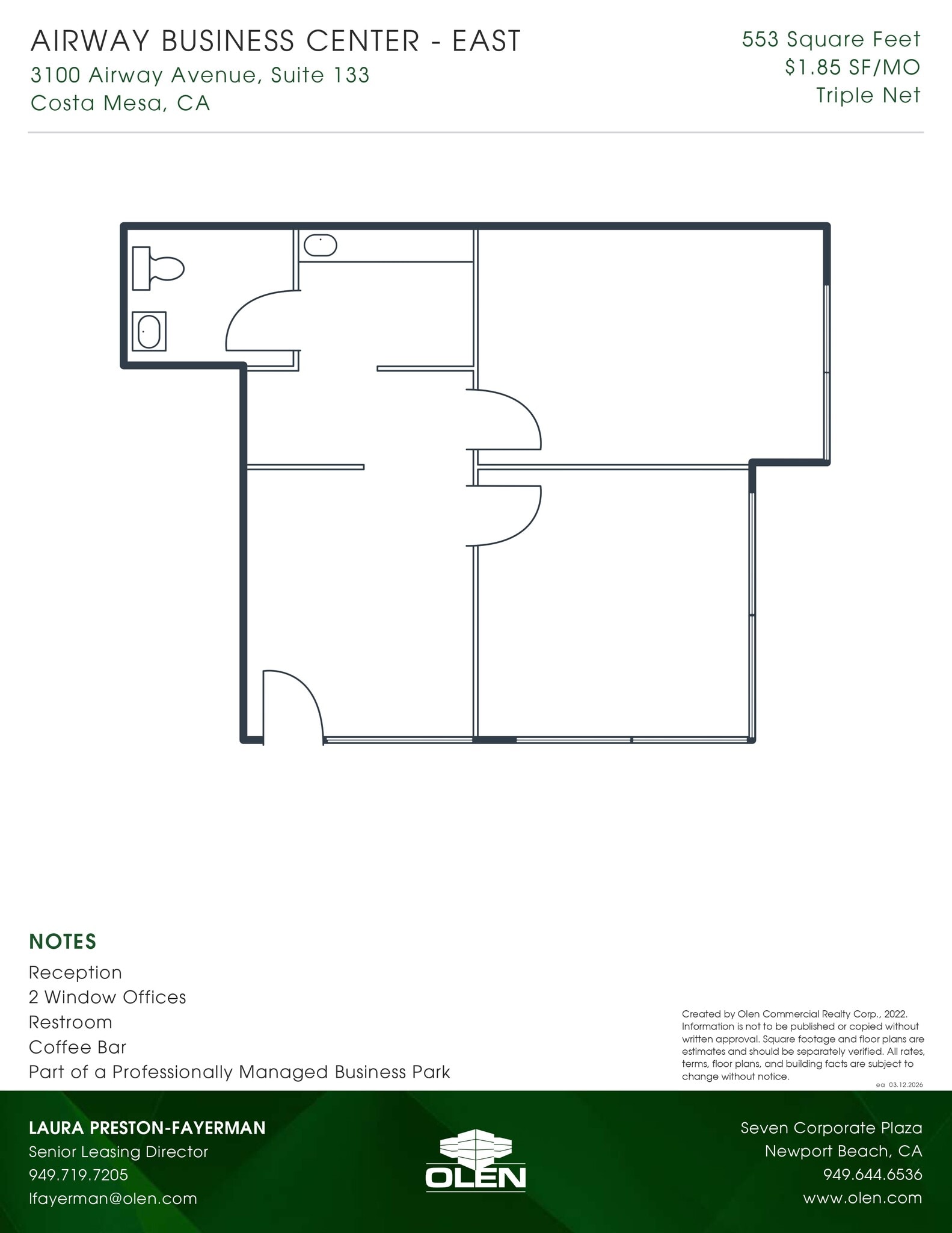 3100 Airway Ave, Costa Mesa, CA à louer Plan d’étage- Image 1 de 1