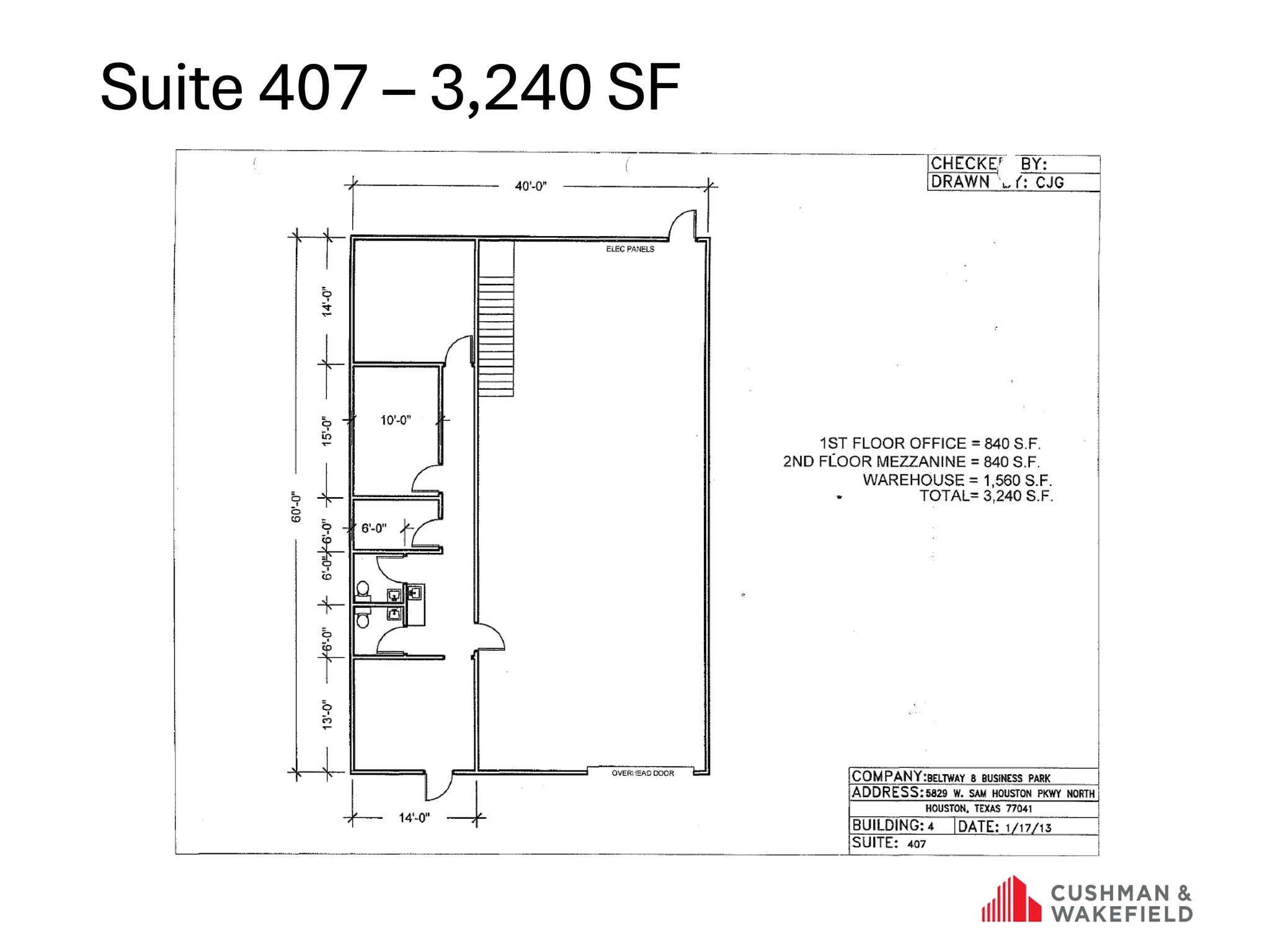 5829 W Sam Houston Pky N, Houston, TX à louer Plan d’étage- Image 1 de 1