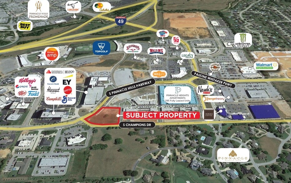 S Pinnacle Hills Pky & S Champions Dr, Rogers, AR for sale - Aerial - Image 3 of 3