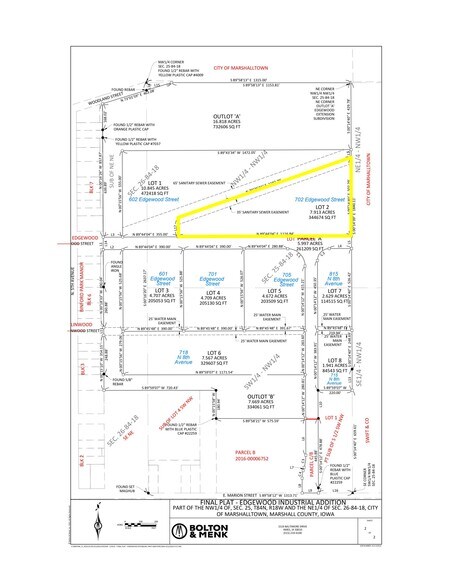 702 Edgewood Street, Marshalltown, IA à vendre - Plan cadastral - Image 1 de 1