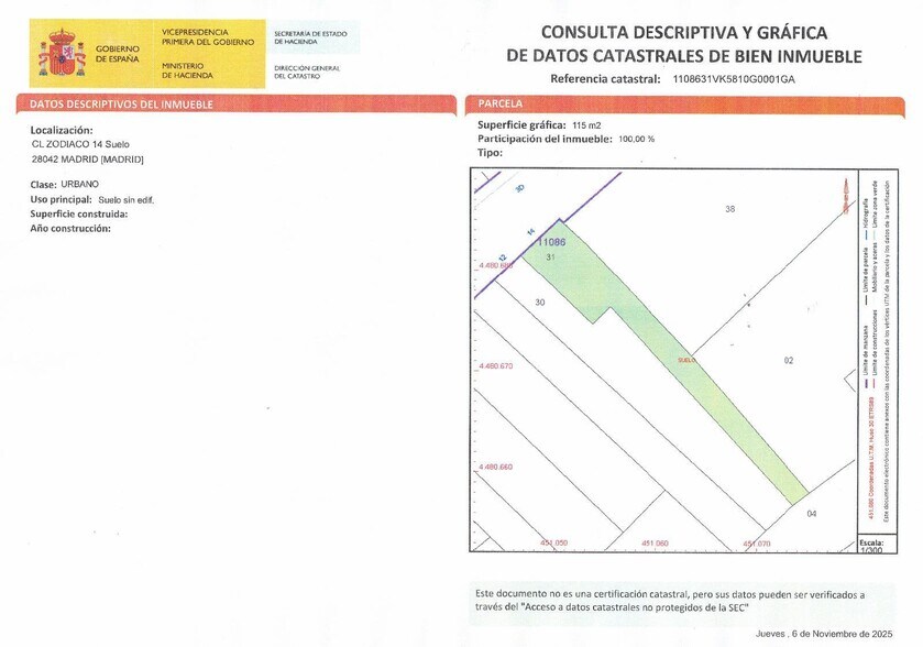 Terrain dans Madrid, Madrid à vendre - Plan cadastral - Image 2 de 3