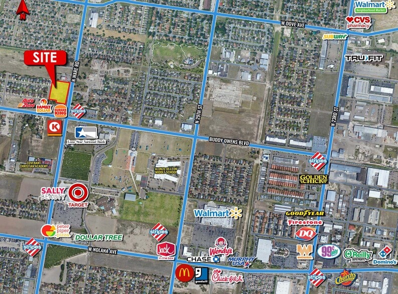 N Ware Rd & Buddy Owens Blvd, McAllen, TX for lease - Aerial - Image 1 of 2