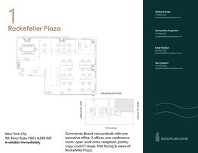 1 Rockefeller Plaza, New York, NY for lease Floor Plan- Image 1 of 13