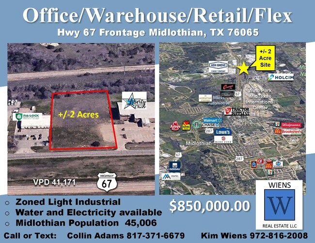 Plus de détails pour TBD Highway 67, Midlothian, TX - Terrain à vendre