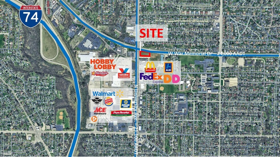 1015 E War Memorial Dr, Peoria, IL à louer - Photo du bâtiment - Image 2 de 4