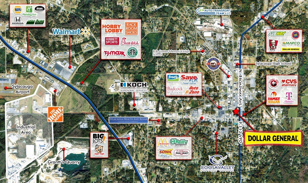 19 N Broadway Ave, Sylacauga, AL à louer - Aérien - Image 3 de 4