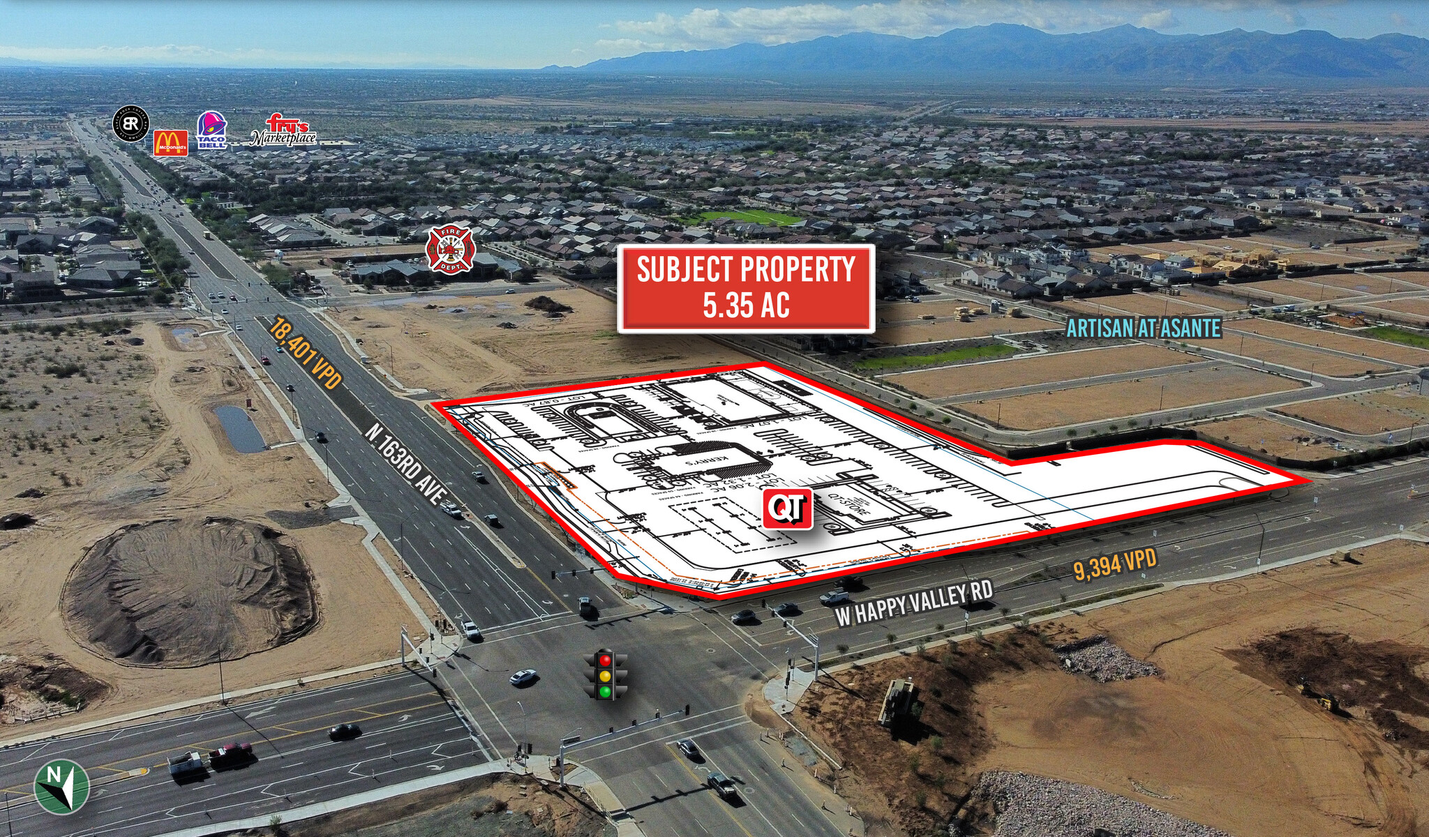 SWC W.  Happy Valley & N 163rd Ave, Surprise, AZ for lease Primary Photo- Image 1 of 3