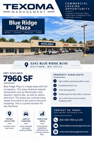 Plus de détails pour 5210-5252 Blue Ridge Blvd, Raytown, MO - Commerce de détail à louer