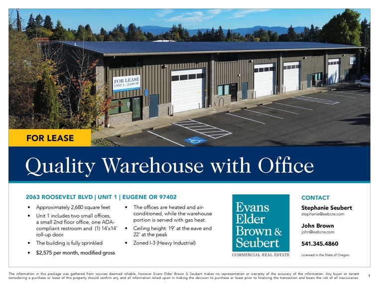 2063 Roosevelt Blvd, Eugene, OR for lease - Building Photo - Image 2 of 5