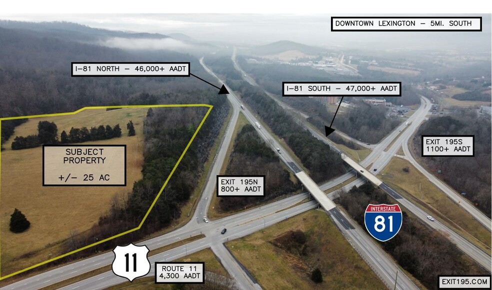 Interstate 81 Exit 195, Lexington, VA for sale - Aerial - Image 1 of 3