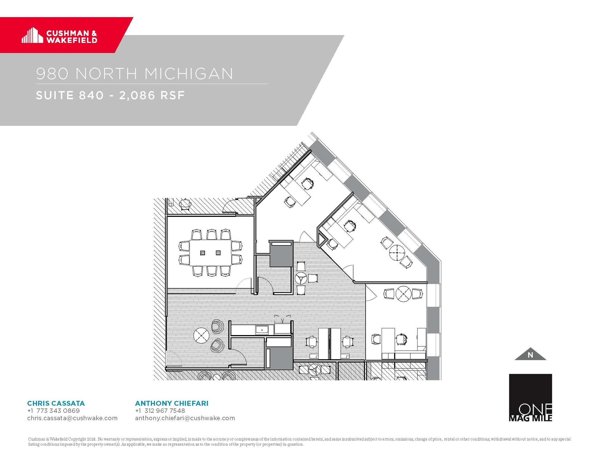 980 N Michigan Ave, Chicago, IL à louer Plan d’étage- Image 1 de 1