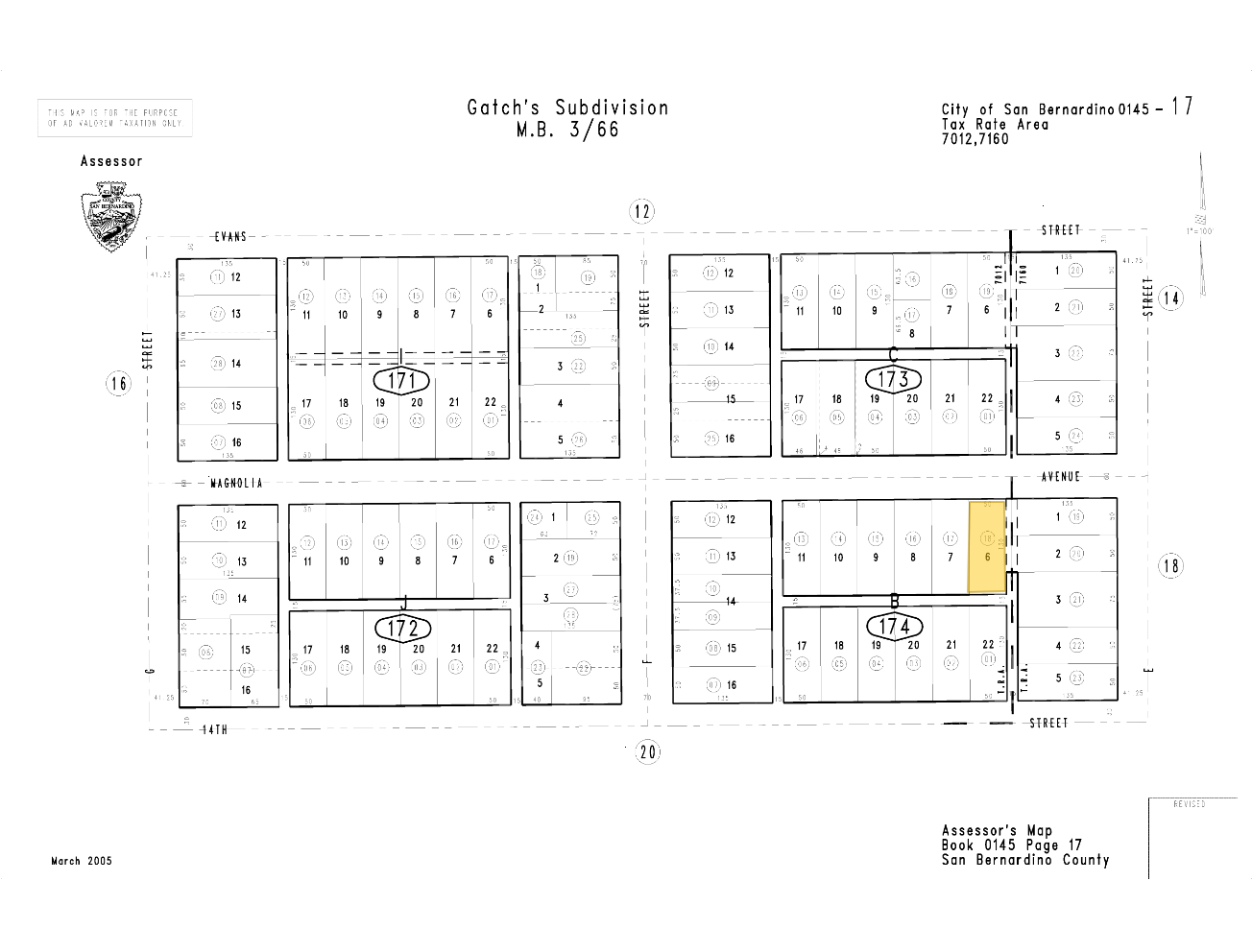 531 Magnolia Ave, San Bernardino, CA à vendre Plan cadastral- Image 1 de 2