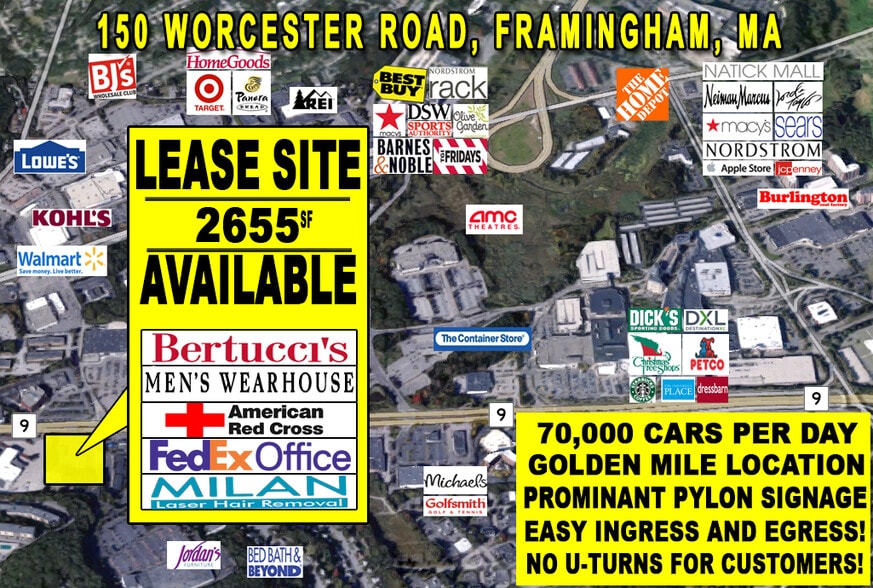 120-150 Worcester Rd, Framingham, MA for lease - Aerial - Image 3 of 7