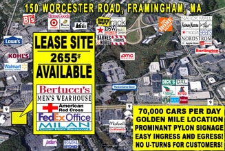 120-150 Worcester Rd, Framingham, MA - Aerial map view
