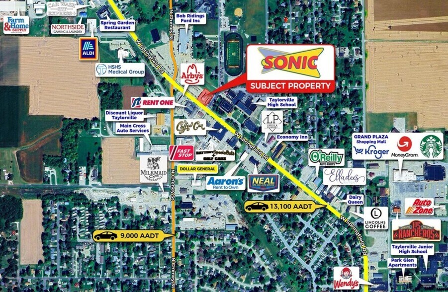 929 W Springfield Rd, Taylorville, IL à vendre - Aérien - Image 2 de 3