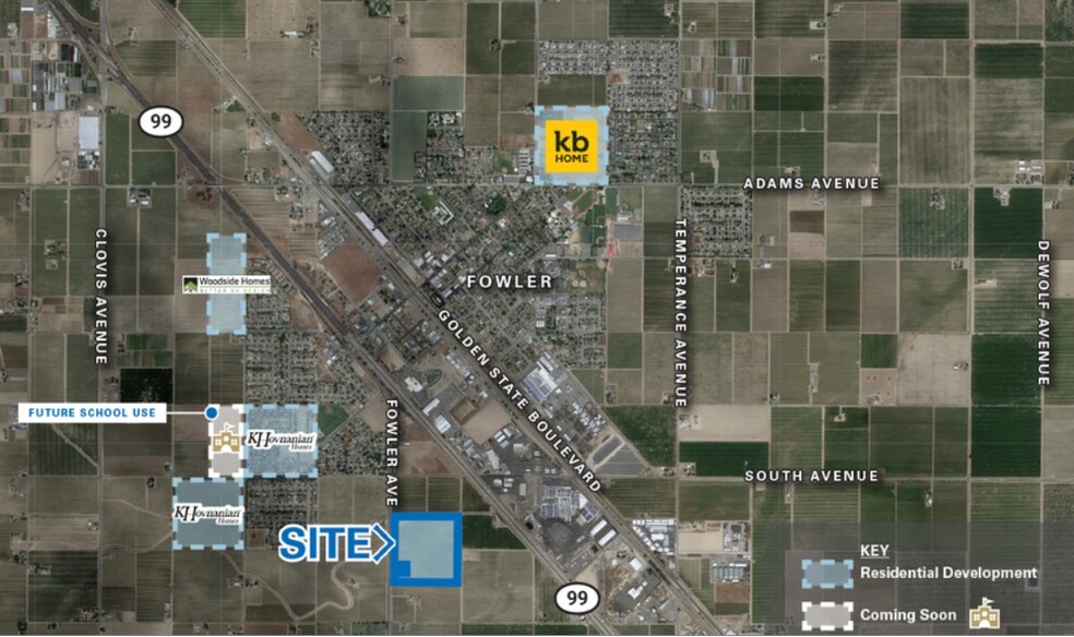 S Fowler and E South Ave, Fowler, CA for sale - Aerial - Image 1 of 2