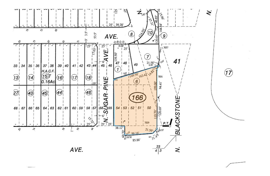 7031 N Blackstone Ave, Fresno, CA for lease Plat Map- Image 1 of 2