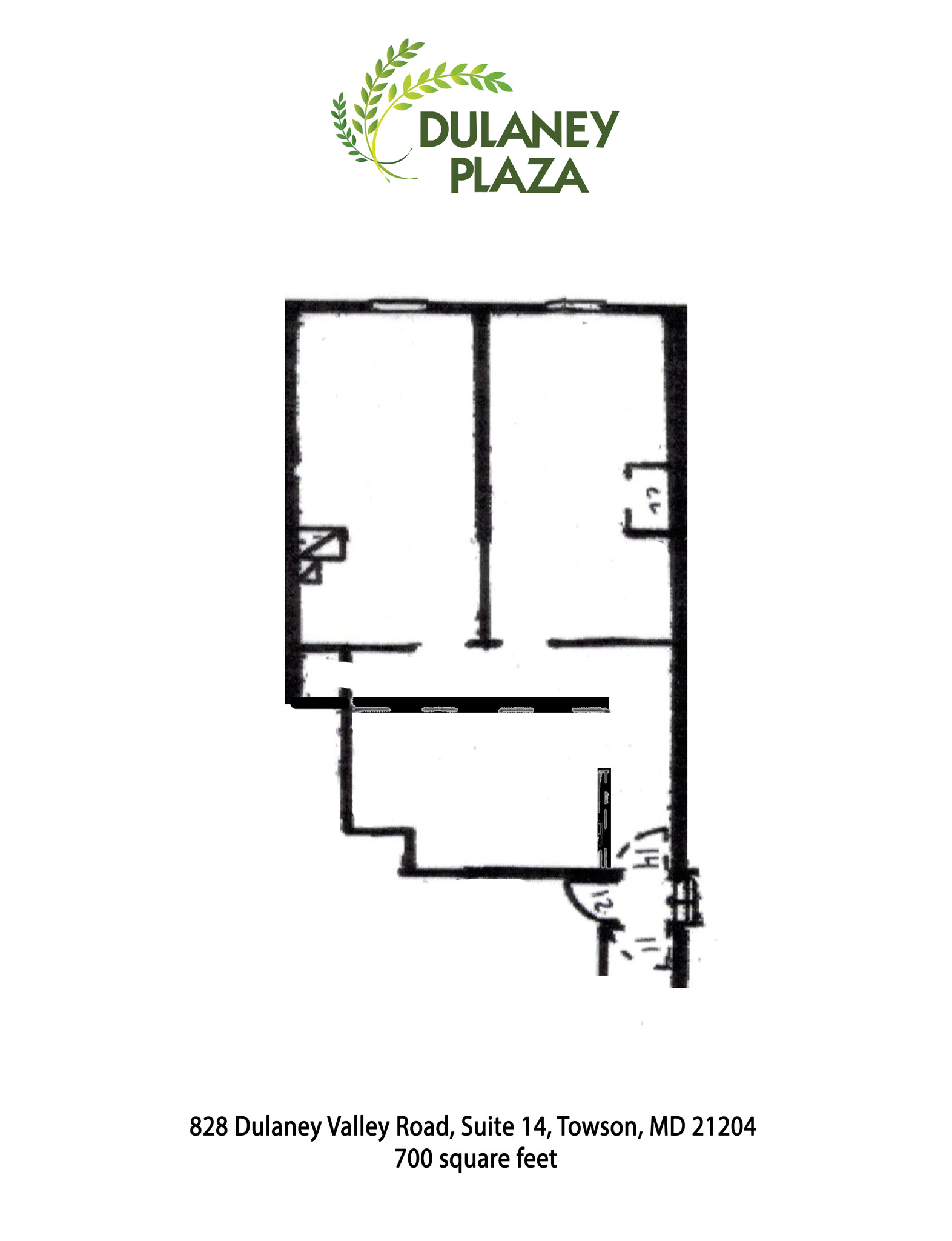 828 Dulaney Valley Rd, Towson, MD à louer Plan d’étage- Image 1 de 4