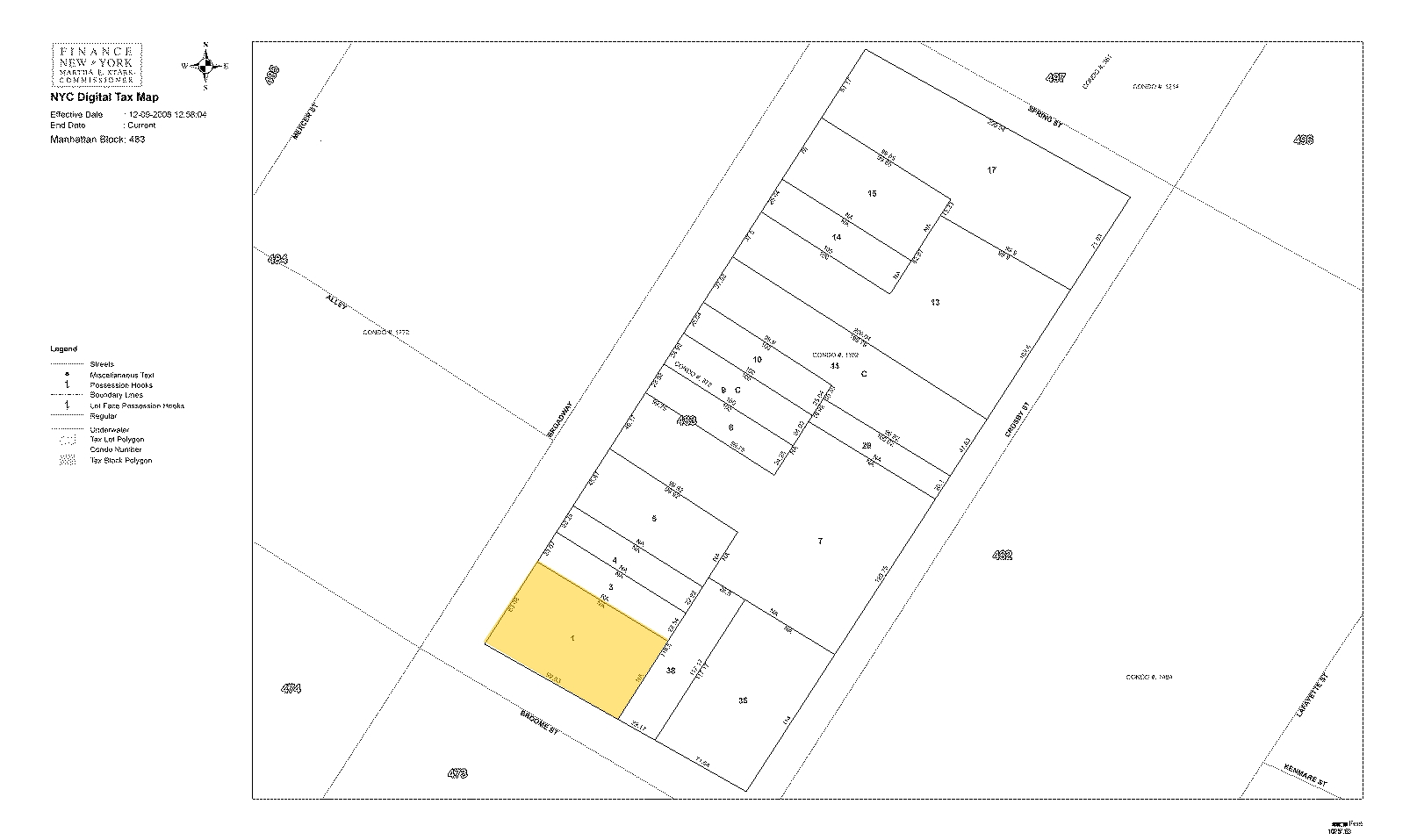 490 Broadway, New York, NY à vendre Plan cadastral- Image 1 de 1