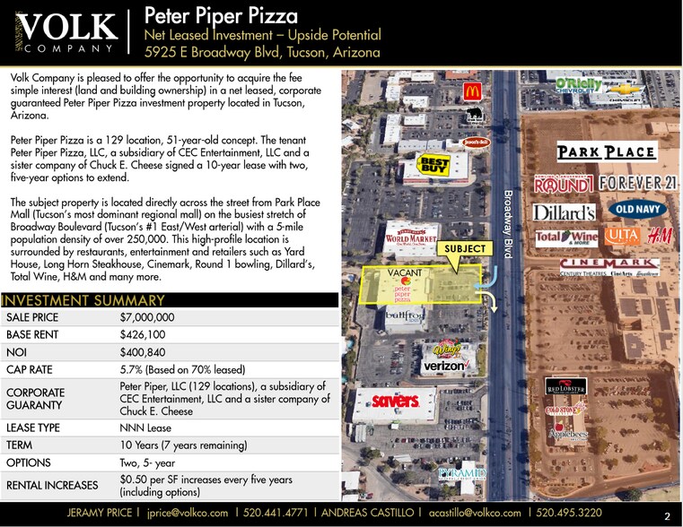 5925 E Broadway Blvd, Tucson, AZ à vendre - Aérien - Image 2 de 10