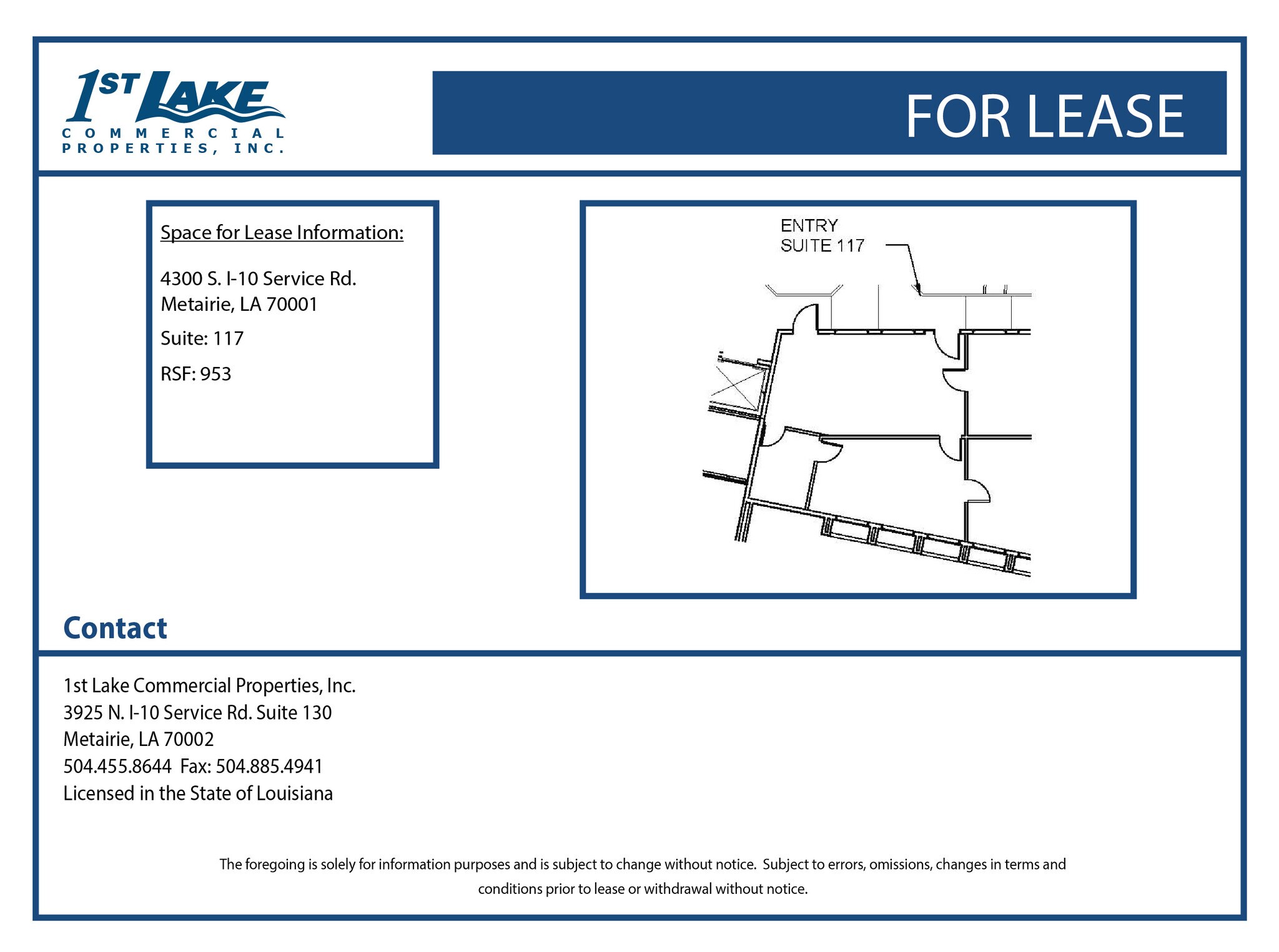 4300 S I-10 Service Rd, Metairie, LA à louer Plan d’étage- Image 1 de 1