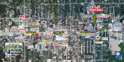 18th St, Charleston, IL - AERIAL  map view