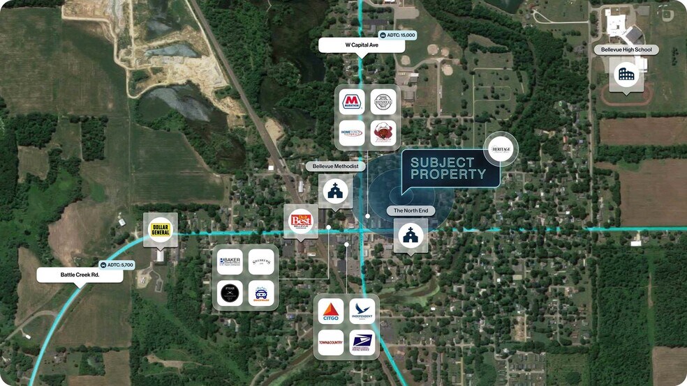 205 N Elizabeth St, Bellevue, MI à vendre - Aérien - Image 2 de 2