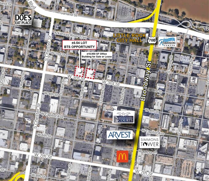 800 W 3rd St, Little Rock, AR à louer - Aérien - Image 2 de 3