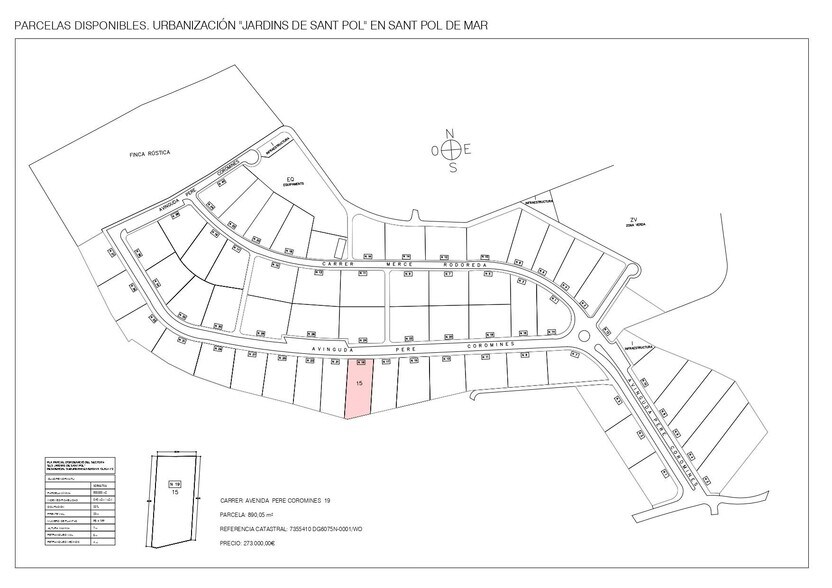 19 Avinguda de Pere Coromines, Sant Pol de Mar, Barcelona à vendre - Plan cadastral - Image 1 de 1
