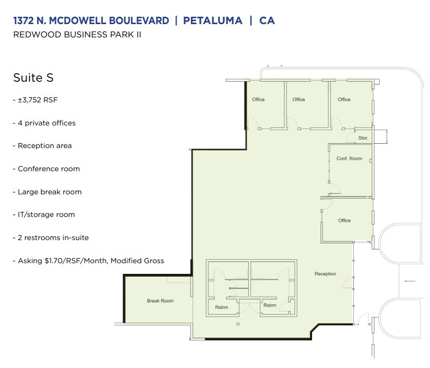 1372 N McDowell Blvd, Petaluma, CA à louer Plan d  tage- Image 1 de 7