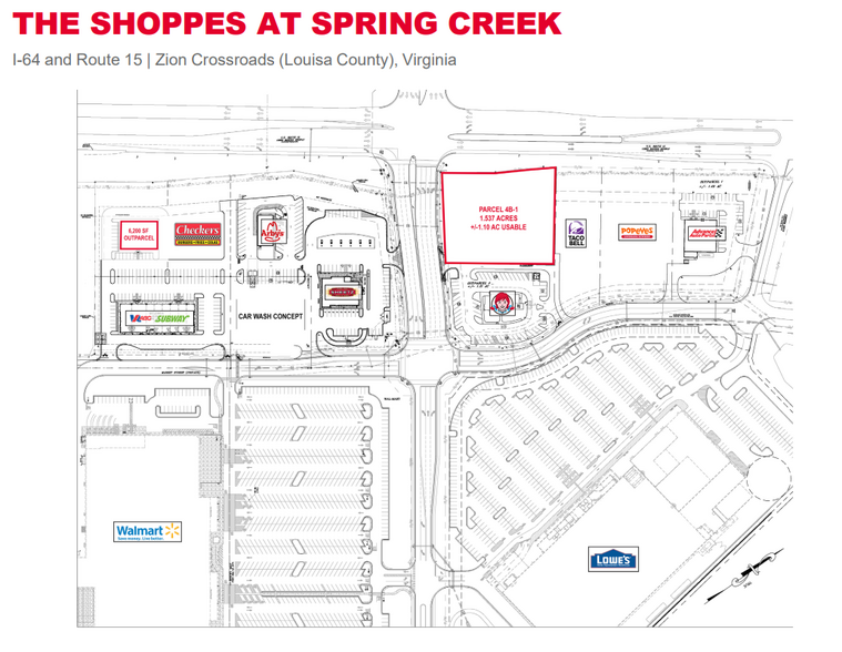 Shoppes at Spring Creek Pad Site, Gordonsville, VA à louer - Plan de site - Image 2 de 2