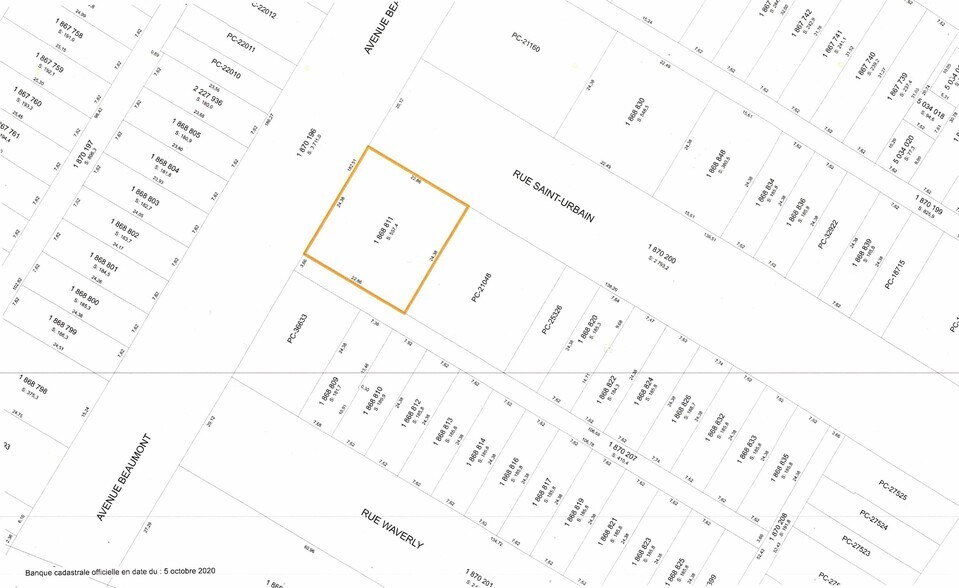 6840 Rue Saint-Urbain, Montréal, QC à vendre - Plan cadastral - Image 2 de 4