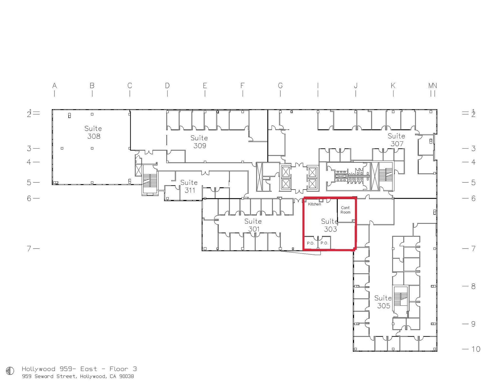 959 Seward St, Los Angeles, CA à louer Plan d’étage- Image 1 de 8