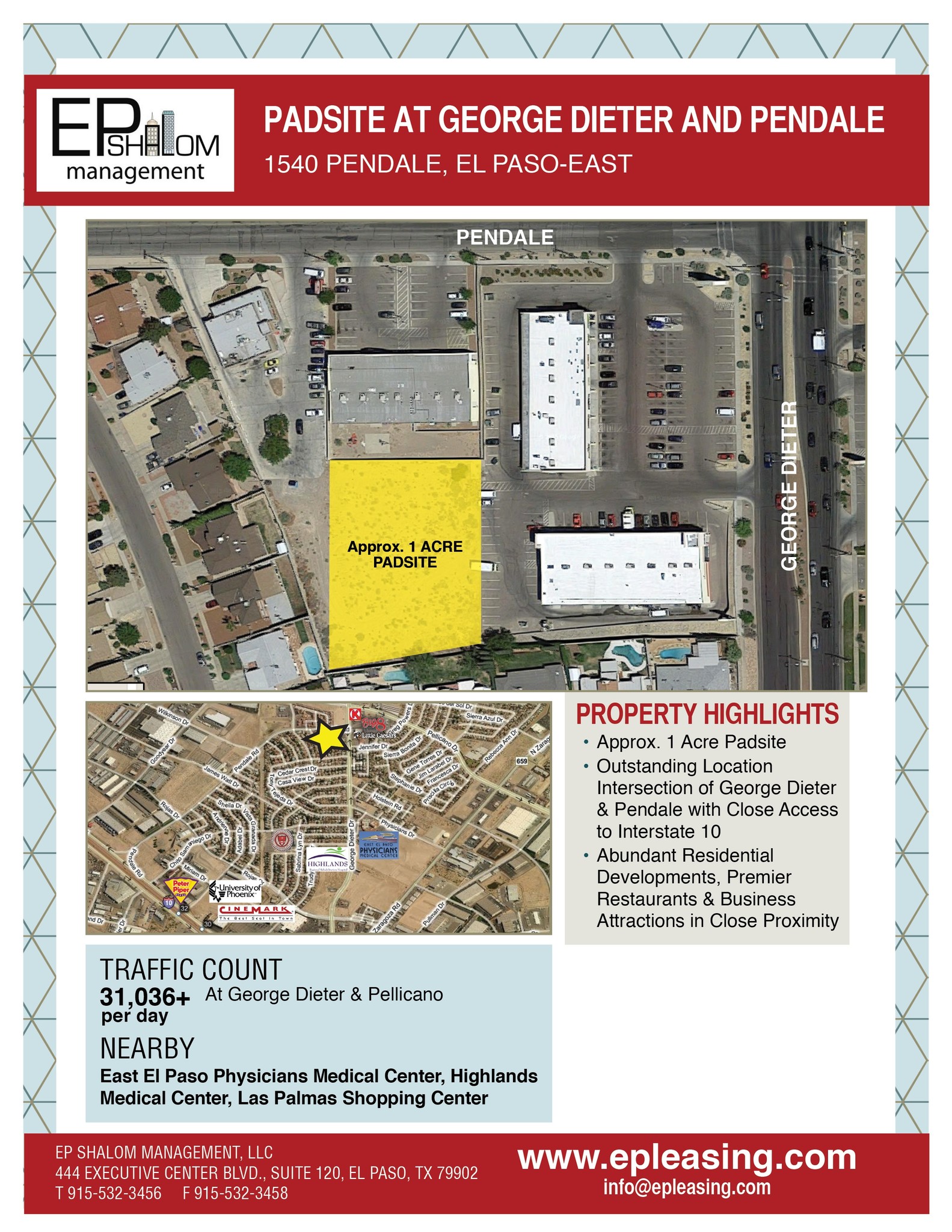 1540 Pendale Rd, El Paso, TX for sale Aerial- Image 1 of 9