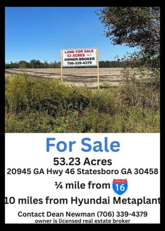 More details for 20945 Georgia 46 Hwy, Pembroke, GA - Land for Sale