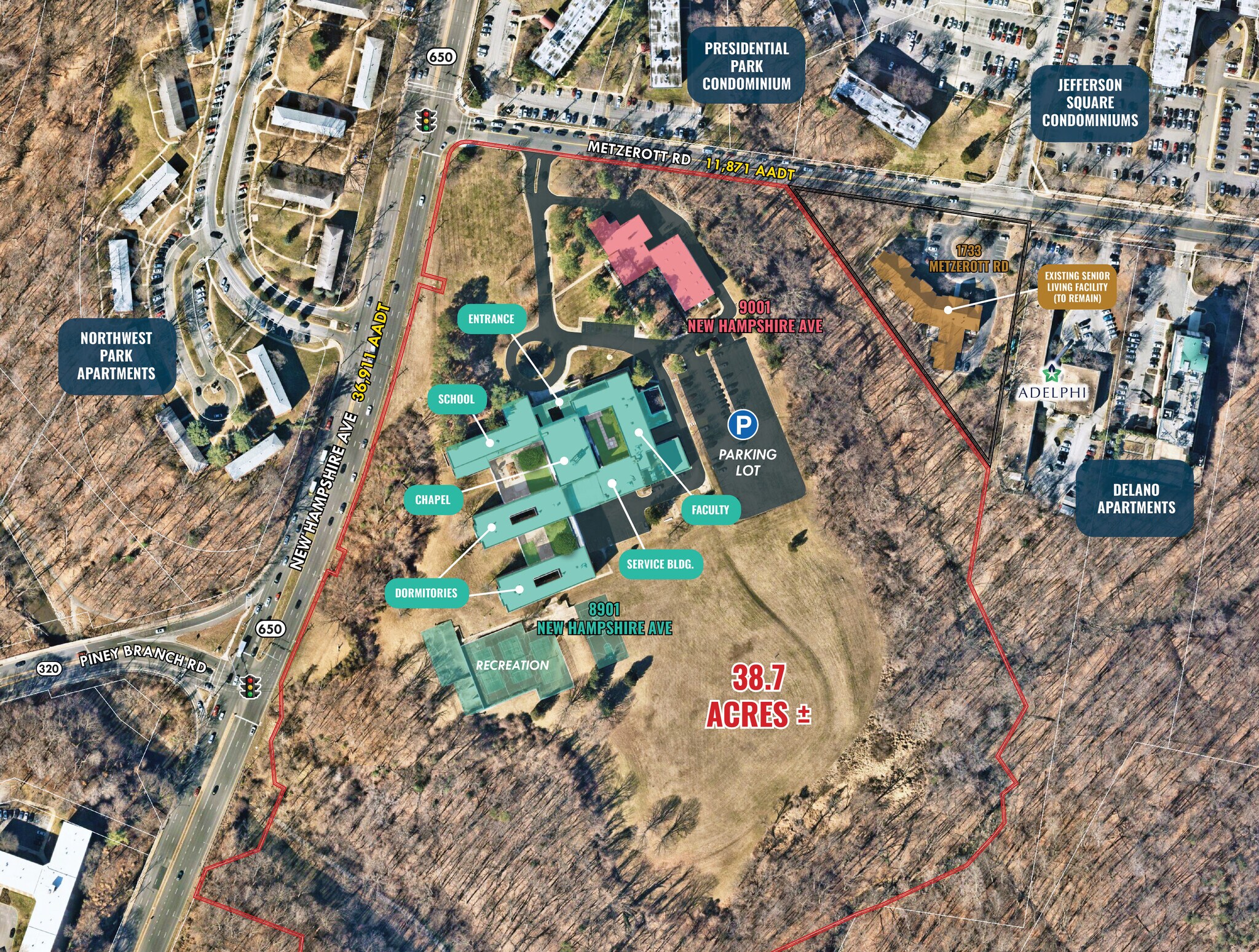 9001 New Hampshire Ave, Silver Spring, MD à vendre Aérien- Image 1 de 3