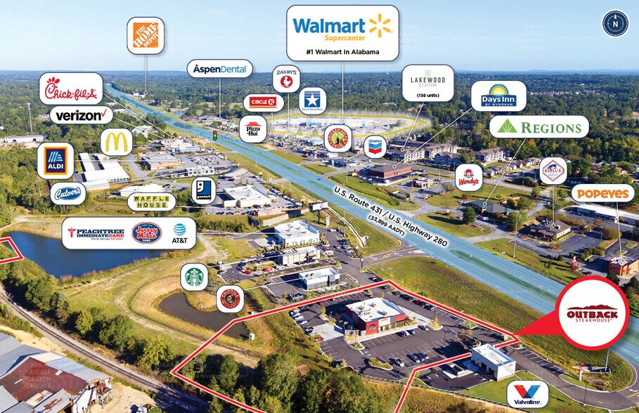 3531 US-280 Hwy, Phenix City, AL à vendre - Aérien - Image 2 de 8