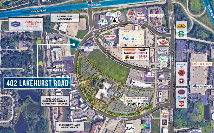 402 Lakehurst Road, Waukegan, IL à louer Aérien- Image 1 de 2