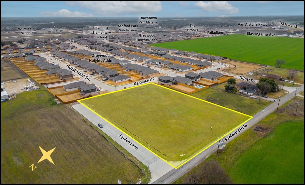 Sanford Circle, Van Alstyne, TX for sale Aerial- Image 1 of 4