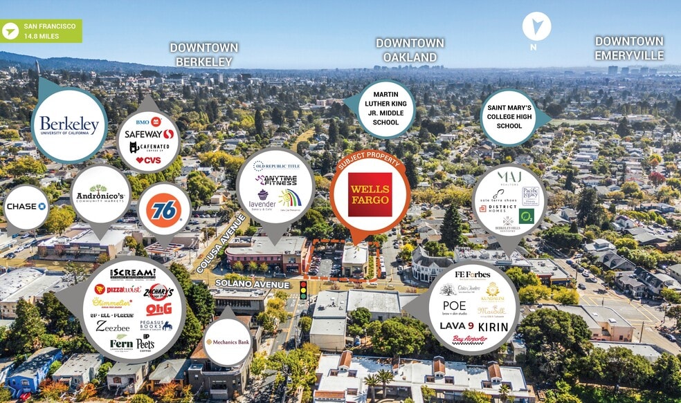 1800 Solano Ave, Berkeley, CA à vendre - Aérien - Image 2 de 3