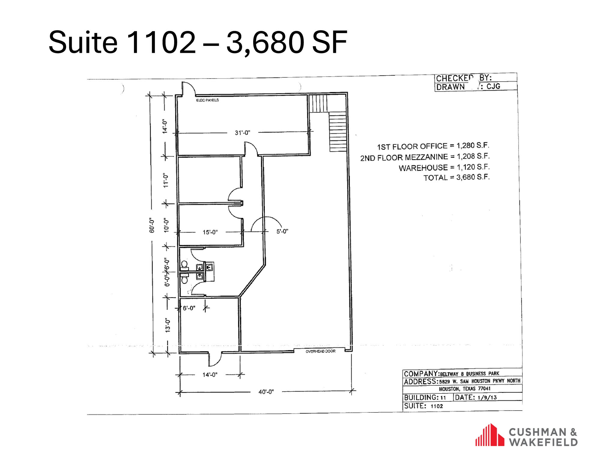 5829 W Sam Houston Pky N, Houston, TX à louer Plan d’étage- Image 1 de 1