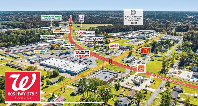 Plus de détails pour 805 US-278, Amory, MS - Commerce de détail à vendre