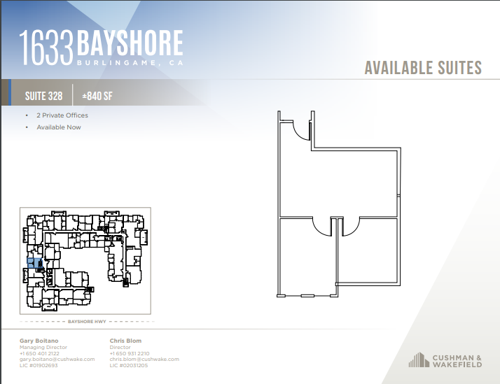 1633 Bayshore Hwy, Burlingame, CA à louer Plan d’étage- Image 1 de 1