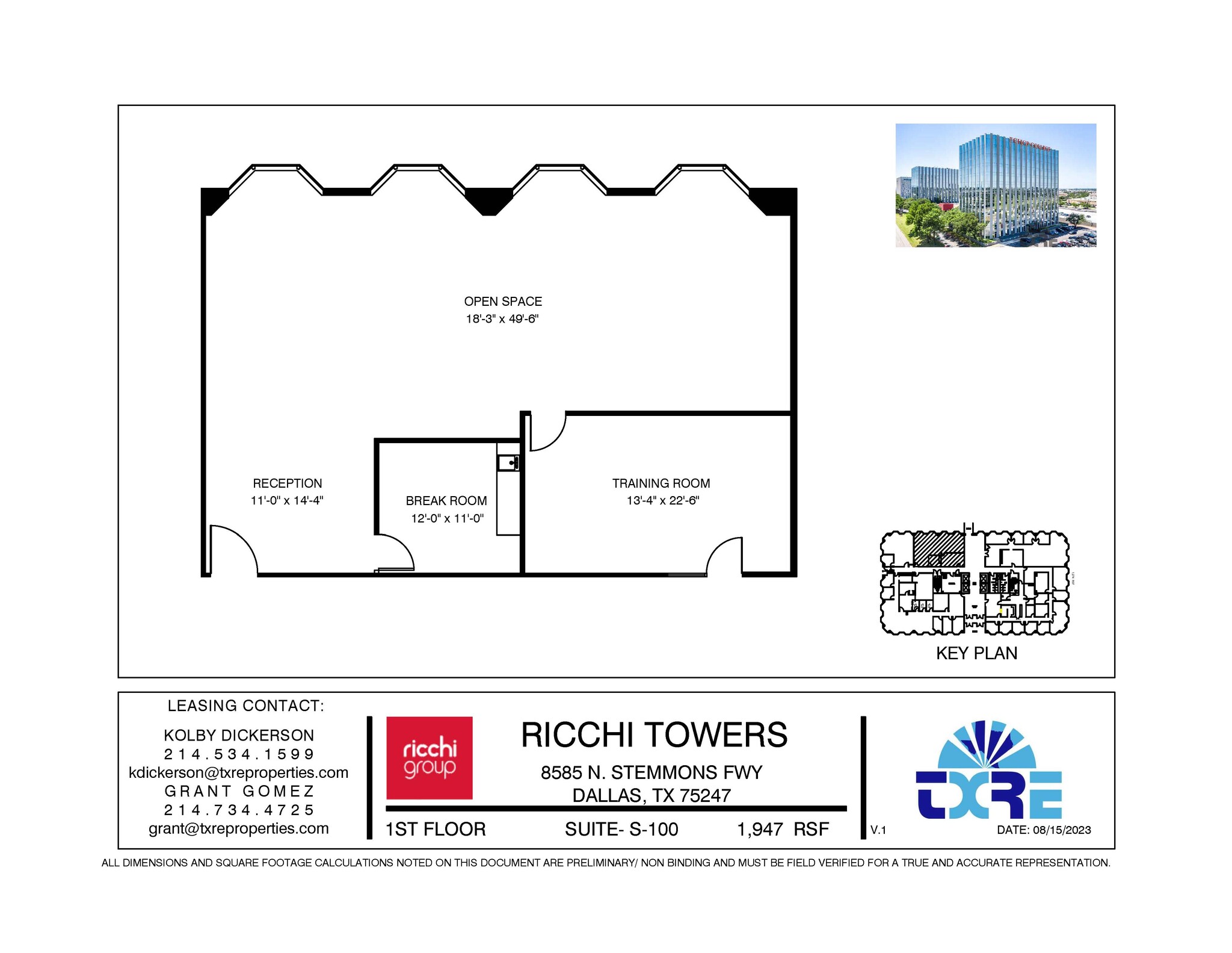 8585 N Stemmons Fwy, Dallas, TX à louer Plan d  tage- Image 1 de 1